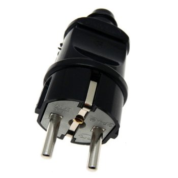 Вилка Универсал прямая с заземлением 16А чёрная (25/250)