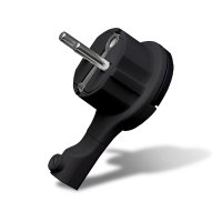 Вилка Универсал угловая плоская с/з 16А черная (100)