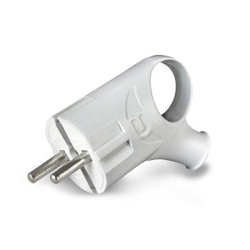 Вилка Универсал угловая с ушком с заземлением 16А белая (35)