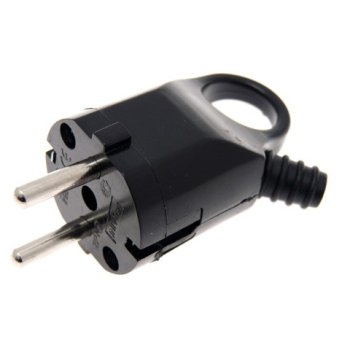 Вилка Универсал угловая с ушком с заземлением 16А чёрная (35)