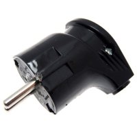 Вилка Универсал угловая с заземлением 16А чёрная (30/300)