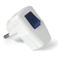 Вилка Универсал угловая с заземлением выключатель 16А белая (24)