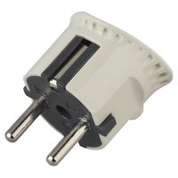 Вилка Эра V5 плоская с/з 16A прямой ввод белая (10)