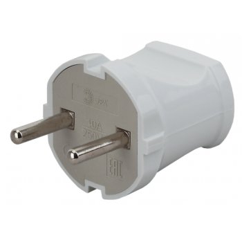 Вилка Эра Vx1-W  б/з прямая 10A белая (24)