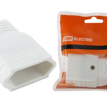 Штепсельное гнездо TDM б/з 10А з/ш под евровилку угловой вывод белый (30)