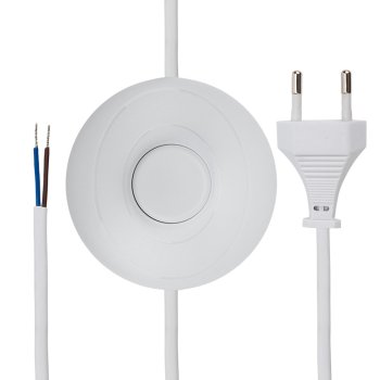 Шнур  с напольным выключателем Rexant 2.5м белый