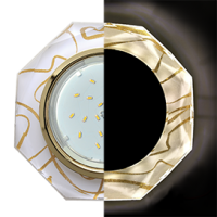 Ecola GX53 H4 LD5312 Glass Стекло 8-угольник с прямыми гранями с подсветкой золото - золото на белом 38x133 (к+)