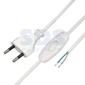 Шнур с переключателем бра Rexant 1.8м ШВВП 2х0.5 белый (10/300)