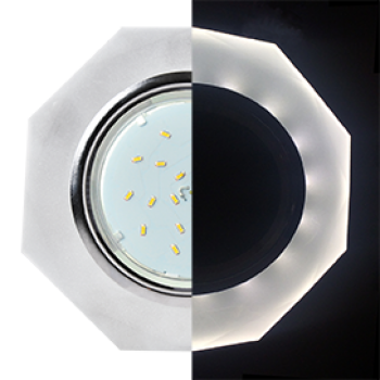 Ecola GX53 H4 LD5312 Glass Стекло 8-угольник с прямыми гранями с подсветкой  хром - матовый 38x133 (