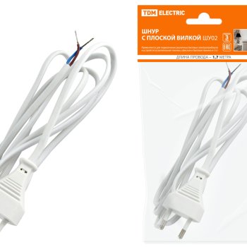 Шнур с вилкой TDM 1,7м белый (80)