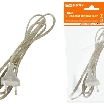 Шнур с вилкой TDM 1,7м прозрачный (80)