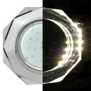 Ecola GX53 H4 LD5312 Glass Стекло 8-угольник с прямыми гранями с подсветкой хром - хром (зеркальный) 38x133 (к+)