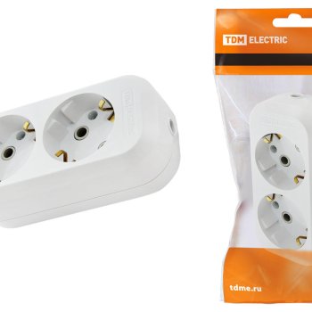 Колодка TDM 2гн 16А с заземлением белый (20)