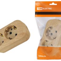 Колодка TDM 2гн 16А с заземлением сосна (20)