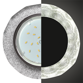 Ecola GX53 H4 LD5313 Glass Стекло Круг с вогнутыми гранями с подсветкой хром - серебряный блеск 38x126 (к+)