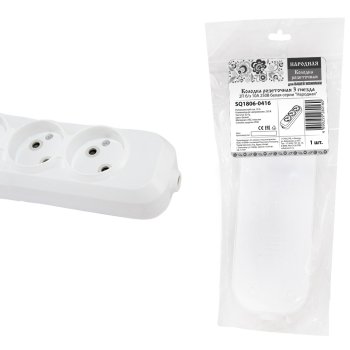 Колодка 3гн без заземления 10А белый Народная TDM (10)