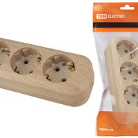 Колодка 3гн с заземлением 16А сосна TDM (16)