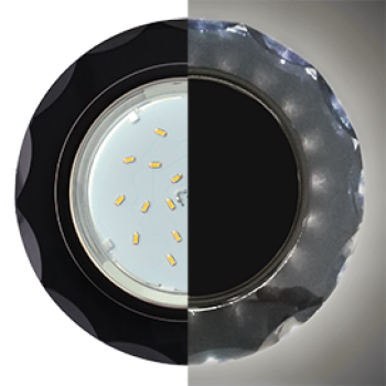 Ecola GX53 H4 LD5313 Glass Стекло Круг с вогнутыми гранями с подсветкой черный хром - черный 38x126 (к+)