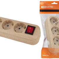 Колодка TDM 3гн 16А с заземлением выключатель сосна (15)