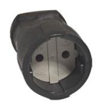 Штепсельное гнездо Универсал 10А без заземления чёрный ПВХ (15)