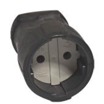 Штепсельное гнездо Универсал 10А без заземления чёрный ПВХ (15)