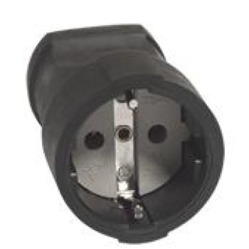 Штепсельное гнездо Универсал 16А с заземлением чёрный ПВХ (15)