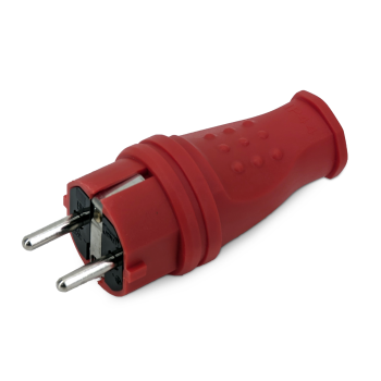 Вилка каучуковая прямая с/з 16А IP44 красный Omnyx (24/240)