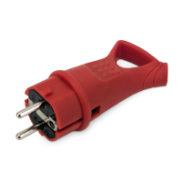 Вилка каучуковая с ушком с/з 16А IP44 красный Omnyx (24/240)