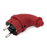 Вилка каучуковая угловая с/з 16А IP44 красный Omnyx (24/240)