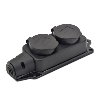 Розетка (колодка) каучуковая 2 гнезда 2P+PE 16A IP44 Omnyx (72)