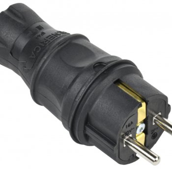 Вилка каучук Generica прямая с/з IP44 16А (320)