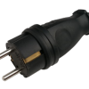 Вилка прямая с заземлением каучук 16А IP44 черная 9210 IN HOME