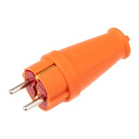 Вилка каучук Rexant Compact прямая с заземлением IP44 16А оранжевый (20)