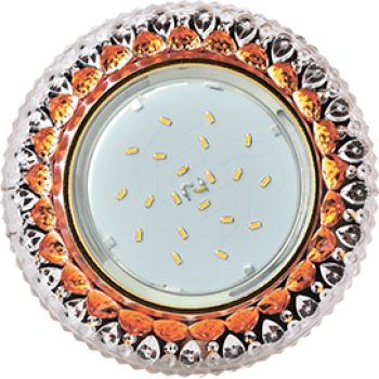 Светильник Ecola GX53 H4 LD7009 встр. искристый с подсветкой "Кристалл" Прозрачный и Янтарь / Золото