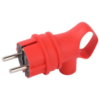 Вилка каучук угловая с кольцом с/з 16А IP44 Эра Красная Россия (30)