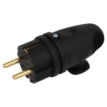 Вилка каучук угловая с кольцом с/з 16А IP44 Эра черная Беларусь (30)