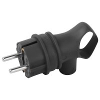 Вилка каучук угловая с кольцом с/з 16А IP44 Эра черная Россия (30)