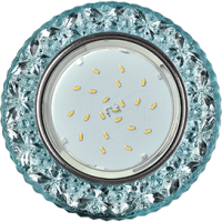 Ecola GX53 H4 LD7040 Светильник встр. искристый с подсветкой "Бабочки" Голубой / Хром 35x125 (к+)