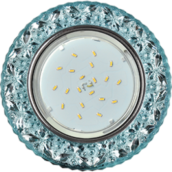 Ecola GX53 H4 LD7040 Светильник встр. искристый с подсветкой "Бабочки" Голубой / Хром 35x125 (к+)