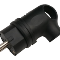 Вилка угловая с заземлением каучук 16А IP44 черная 9220 IN HOME