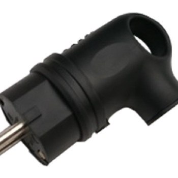 Вилка угловая с заземлением каучук 16А IP44 черная 9220 IN HOME