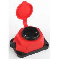 Розетка (колодка) каучуковая 1 гнездо 2P+PE 16A IP44 красный Эра (24)