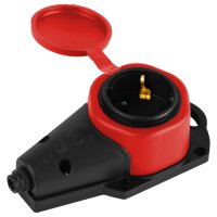 Розетка (колодка) каучуковая 1 гнездо 2P+PE 16A IP44 красный Эра Россия (110)