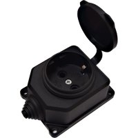 Розетка (колодка) каучуковая 1 гнездо 2P+PE 16A IP44 Универсал Компакт (20)