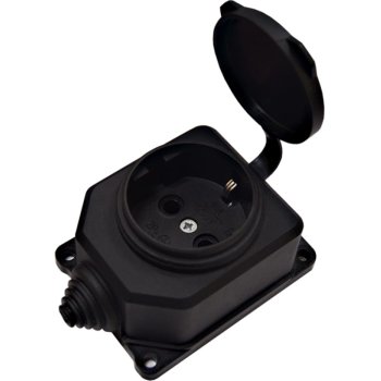 Розетка (колодка) каучуковая 1 гнездо 2P+PE 16A IP44 Универсал Компакт (20)