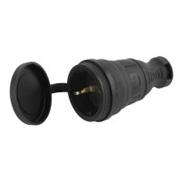 Розетка (колодка) каучуковая 1 гнездо 2P+PE 16A IP44 черный Эра (25)