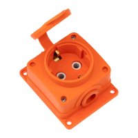 Розетка (колодка) каучуковая 1 гнездо 2P+PE 16A IP54 оранжевый Rexant Compact (60)