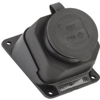 Розетка каучук IEK угловая 1гнездо IP44 РБу13-1-0м Омега (30)