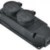 Колодка каучуковая 2 гнезда с заземлением IP44 16А Generica (112)