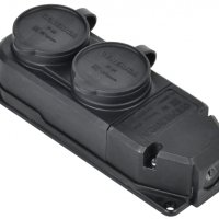 Колодка каучуковая 2 гнезда с заземлением IP44 16А Generica (112)